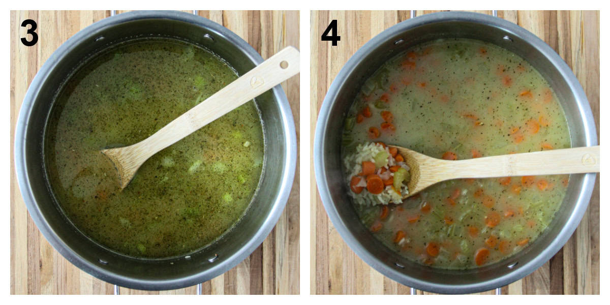 Process photos of the next two steps in the recipe process.